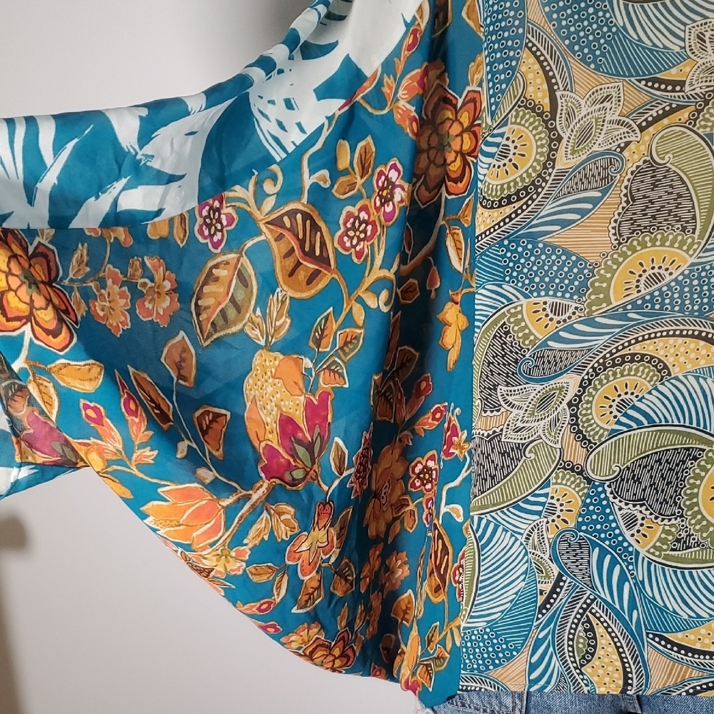 Rose + Olive Colorful Floral Patterned Kimono Cardigan Size XL - Picture 5 of 8